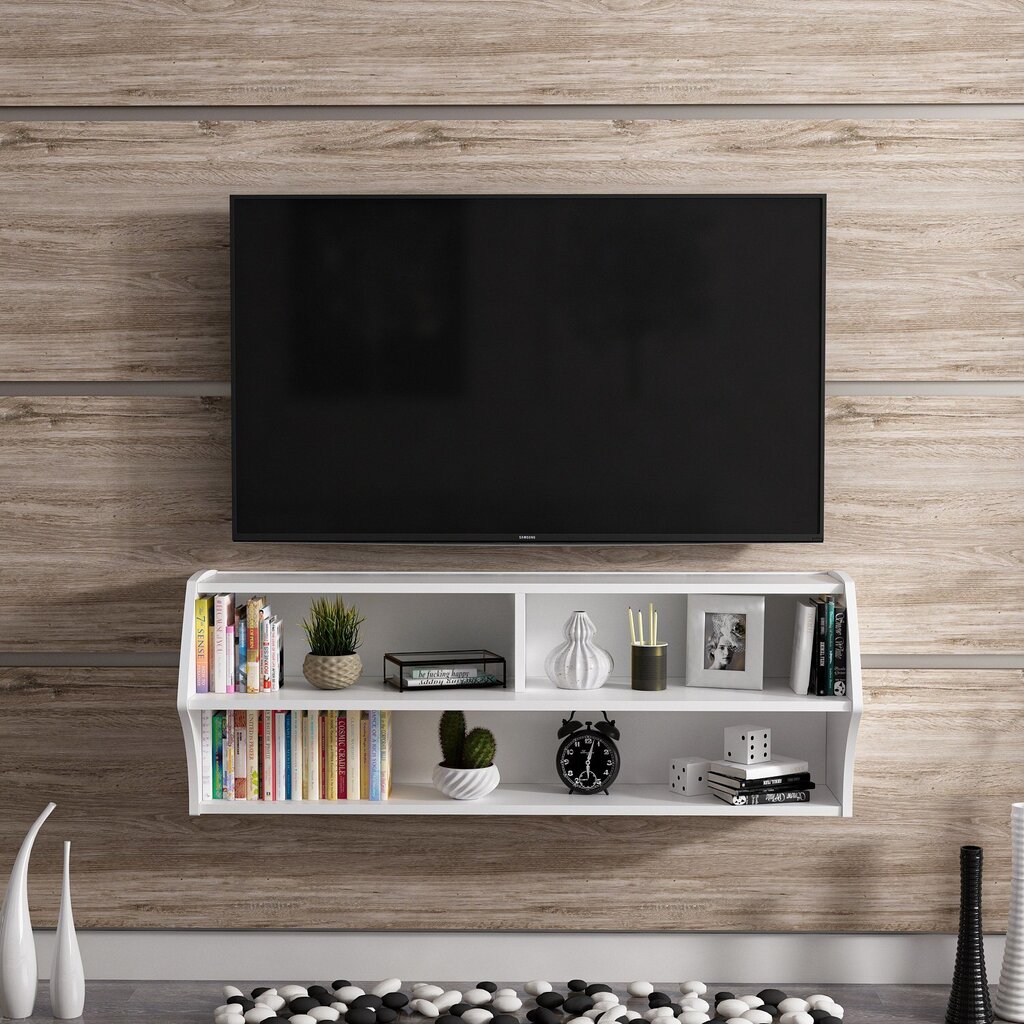 TV plaukts Asir, 124x44x27 cm, balts цена и информация | TV galdiņi | 220.lv