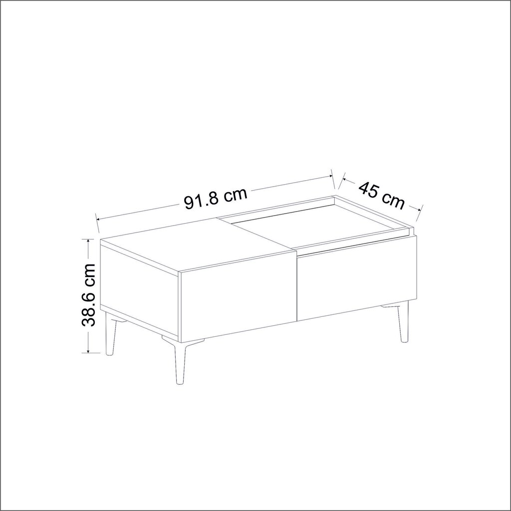 Kafijas galdiņš Asir, 91,8x38,6x45 cm, pelēks cena un informācija | Žurnālgaldiņi | 220.lv