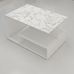 Кофейный столик Asir, 90x48,6x60 см, белый/мрамор цена и информация | Журнальные столики | 220.lv