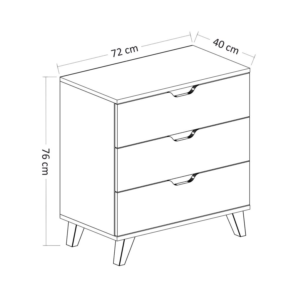 Kumode Asir, 72x76x40 cm, balta цена и информация | Kumodes | 220.lv