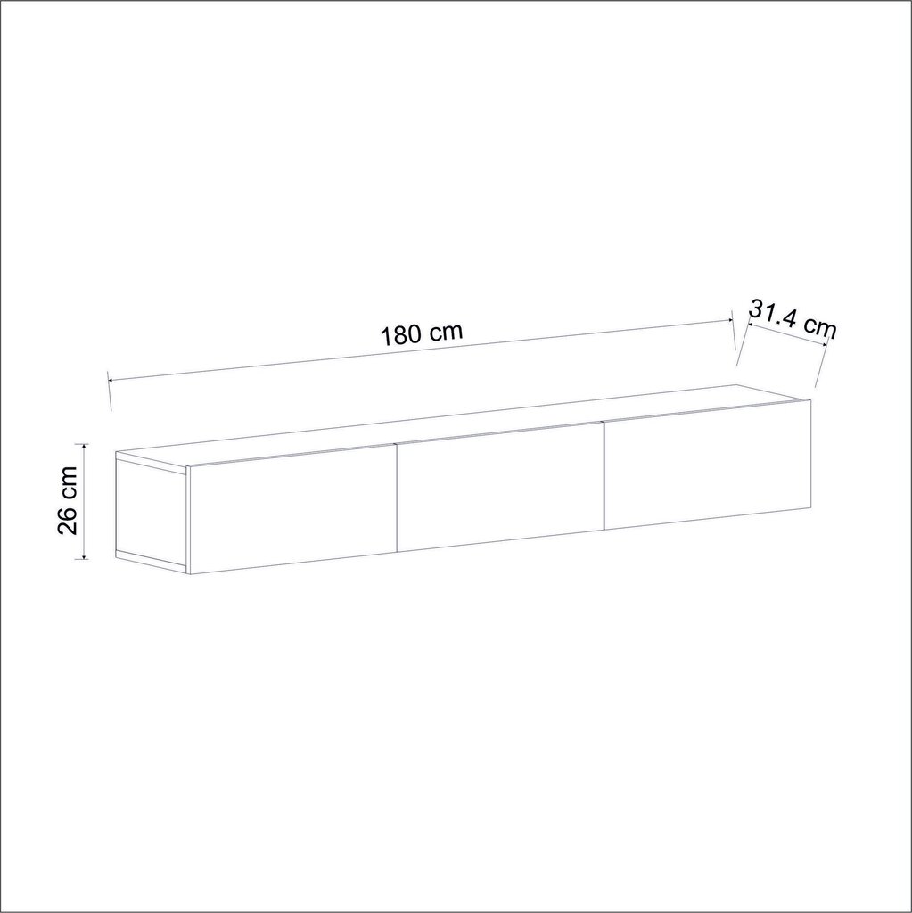 TV plaukts Asir, 180x26x31,4 cm, melns цена и информация | TV galdiņi | 220.lv