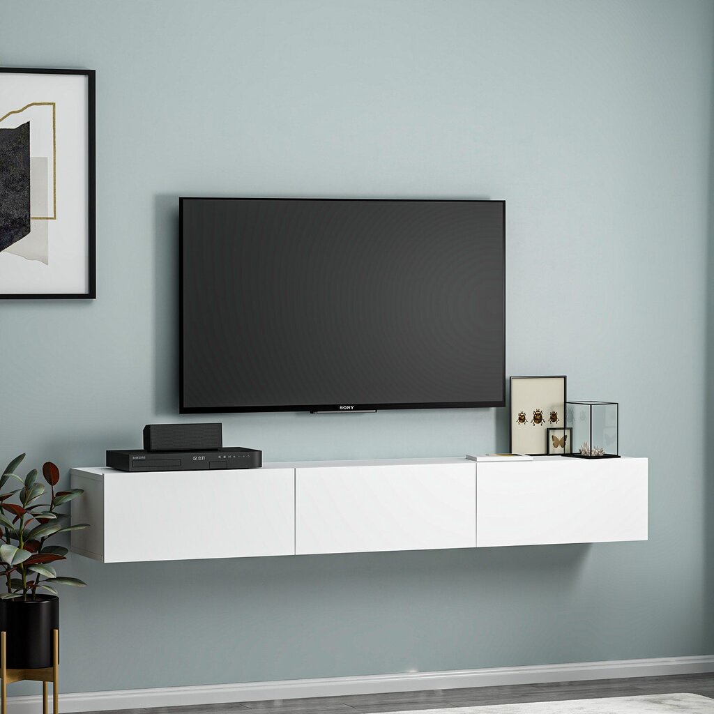 TV plaukts Asir, 180x26x31,4 cm, balts цена и информация | TV galdiņi | 220.lv