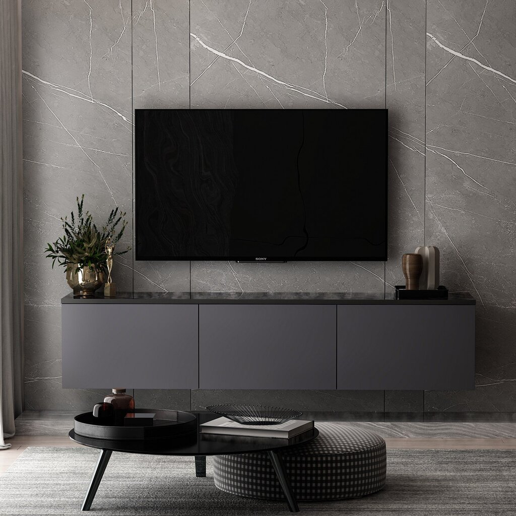 TV plaukts Asir, 160x35x32 cm, pelēks цена и информация | TV galdiņi | 220.lv