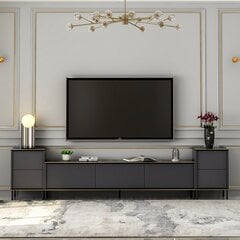 TV plaukts Asir, 180x45,2x35cm, pelēks цена и информация | Тумбы под телевизор | 220.lv