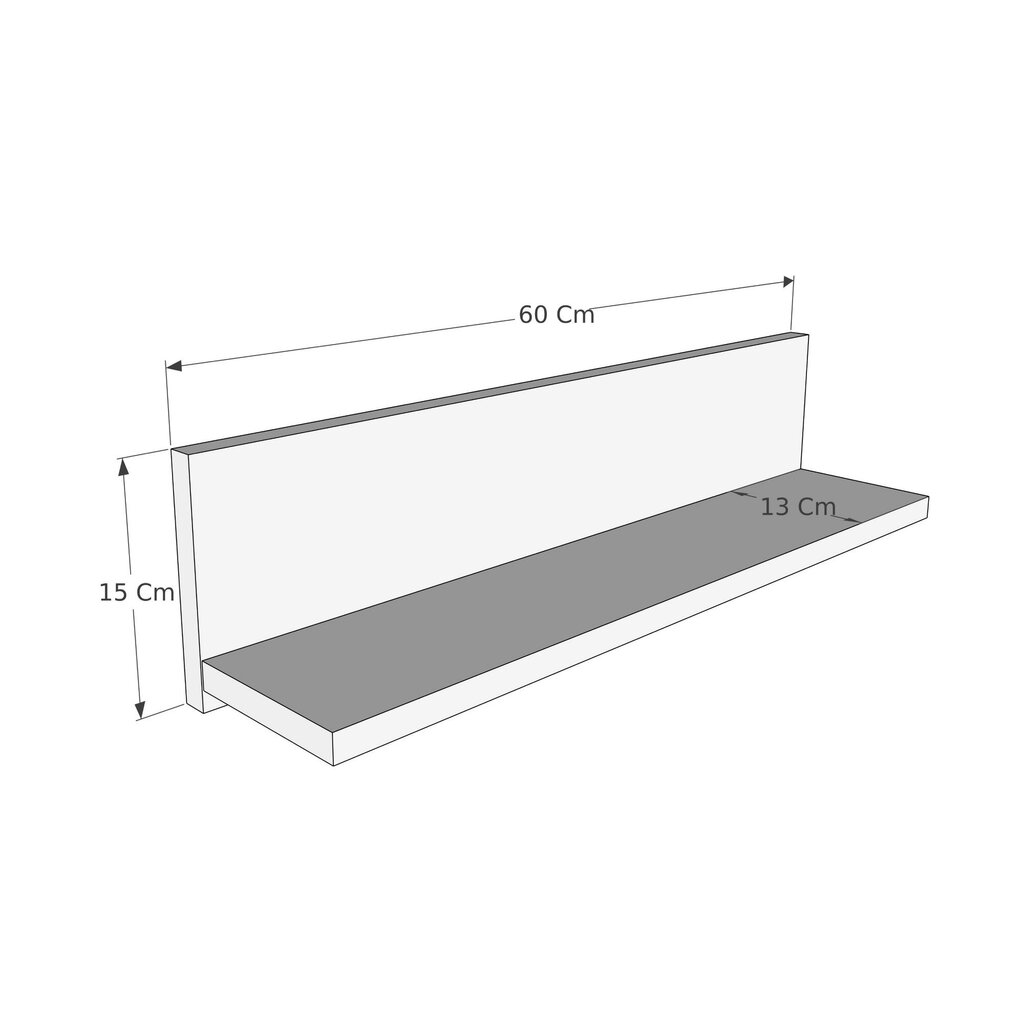 Sienas plaukts 60x15x13 cm, brūns/balts cena un informācija | Plaukti | 220.lv