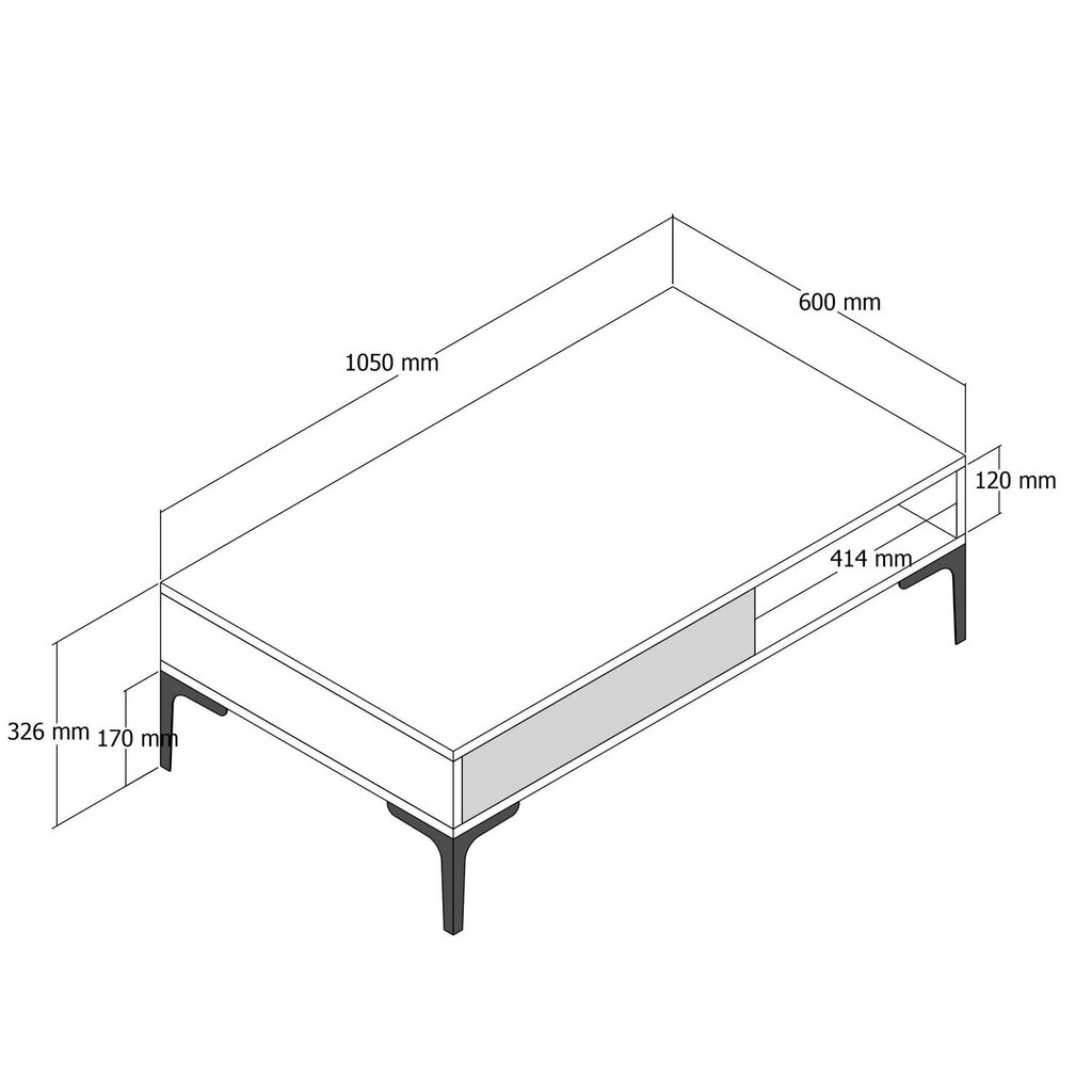 Kafijas galdiņš, Asir, 105x32,6x60 cm, balts cena un informācija | Žurnālgaldiņi | 220.lv