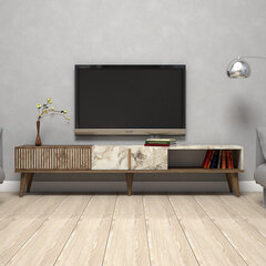 TV statīvs, Asir, 180x40x35 cm, brūns, balts cena un informācija | TV galdiņi | 220.lv