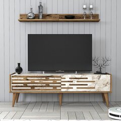 TV galdiņš, Asir, 140x35x45 cm, brūns, balts, marmors цена и информация | Тумбы под телевизор | 220.lv