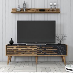 TV galdiņš, Asir, 140x35x45 cm, brūns, melns цена и информация | Тумбы под телевизор | 220.lv