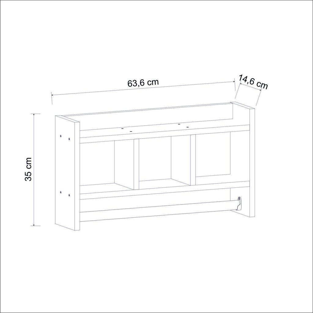 Sienas plaukts, Asir, 63,6x35x14,6 cm, balts cena un informācija | Plaukti | 220.lv