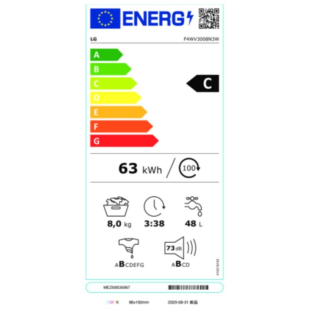 LG F4WV3008N3W cena un informācija | Veļas mašīnas | 220.lv