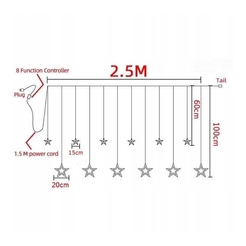 Ziemassvētku lampiņas, 138 gaismas diodes, 250 cm cena un informācija | Ziemassvētku lampiņas, LED virtenes | 220.lv