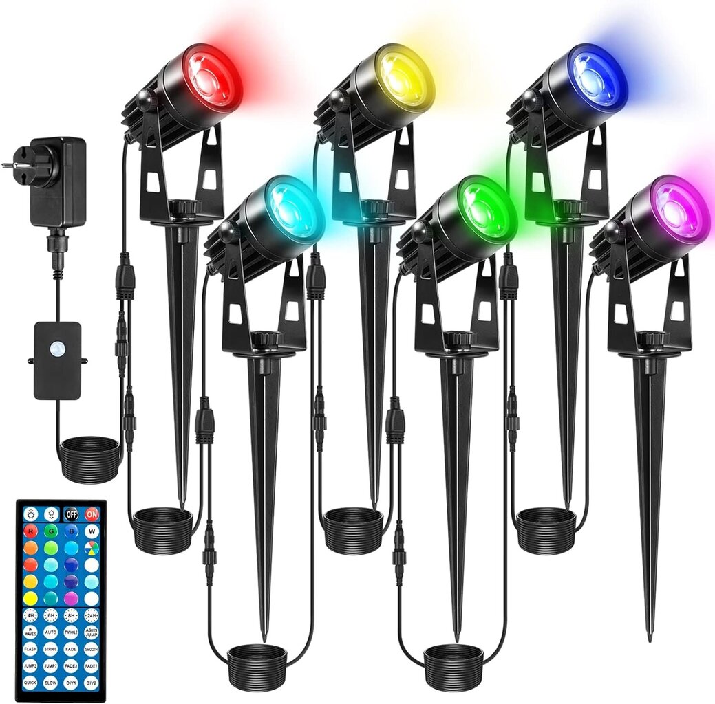 Iezemētās LED gaismas Litake, 6gab, 21M, RGB. melns cena un informācija | Āra apgaismojums | 220.lv