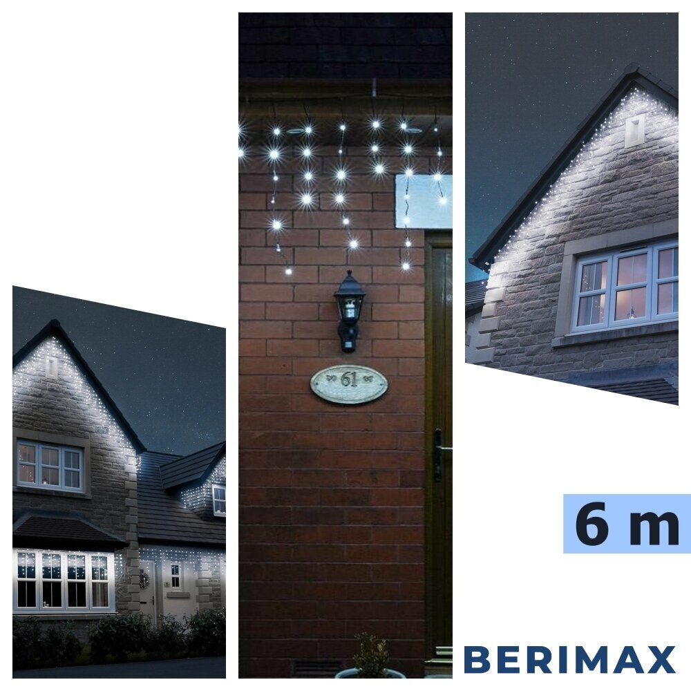 Ziemassvētku vītnes lāstekas Berimax 120 LED 6 m, auksti balta cena un informācija | Ziemassvētku lampiņas, LED virtenes | 220.lv