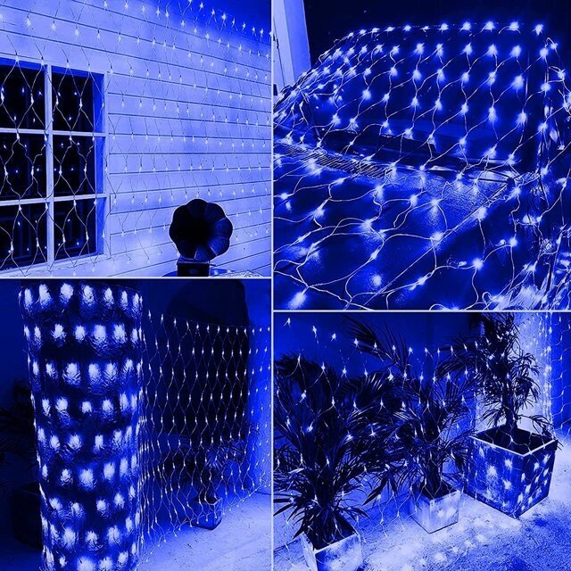 Ziemassvētku vītnes aizkars Berimax 320 LED 3x2, zils цена и информация | Ziemassvētku lampiņas, LED virtenes | 220.lv