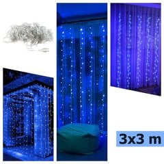 Ziemassvētku vītnes aizkars Berimax 360 LED 3x3, zils цена и информация | Гирлянды | 220.lv