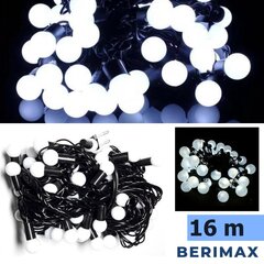 Ziemassvētku vītne Berimax Flash 200 LED burbuļi, auksti balts cena un informācija | Ziemassvētku lampiņas, LED virtenes | 220.lv
