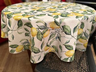 Hortensias Home apaļais galdauts Lemon Linen, 140 cm cena un informācija | Galdauti, salvetes | 220.lv