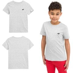 Детская футболка 4F серого цвета, размер 152 4FJSS23TTSHM294_CHLODNY_JASNY_SZARY_MELANZ_152 цена и информация | Рубашки для мальчиков | 220.lv