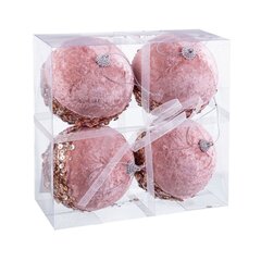 Ёлочные шарики Розовый Позолоченный Polyfoam Ткань 10 x 10 x 10 cm (4 штук) цена и информация | Елочные игрушки | 220.lv
