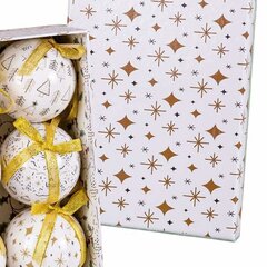 Ёлочные шарики Белый Позолоченный бумага Polyfoam 7,5 x 7,5 x 7,5 cm (6 штук) цена и информация | Елочные игрушки | 220.lv