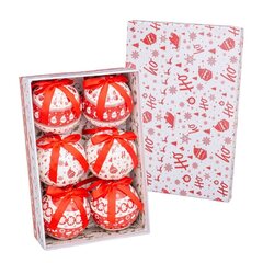 Ёлочные шарики HO-HO Белый Красный бумага Polyfoam 7,5 x 7,5 x 7,5 cm (6 штук) цена и информация | Елочные игрушки | 220.lv