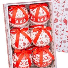 Ёлочные шарики HO-HO Белый Красный бумага Polyfoam 7,5 x 7,5 x 7,5 cm (6 штук) цена и информация | Елочные игрушки | 220.lv