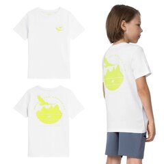 Футболка 4F для мальчиков, белая, р. 128 цена и информация | Рубашки для мальчиков | 220.lv
