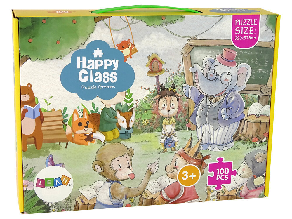 Puzle Lean Toys Animal School, 100 gab. cena un informācija | Puzles, 3D puzles | 220.lv