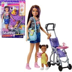 Lelle Barbie Skipper auklīte ar bērnu ratiņiem un piederumiem цена и информация | Игрушки для девочек | 220.lv