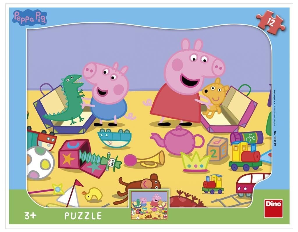 Dino puzle 12 gabali Peppa Pig цена и информация | Puzles, 3D puzles | 220.lv