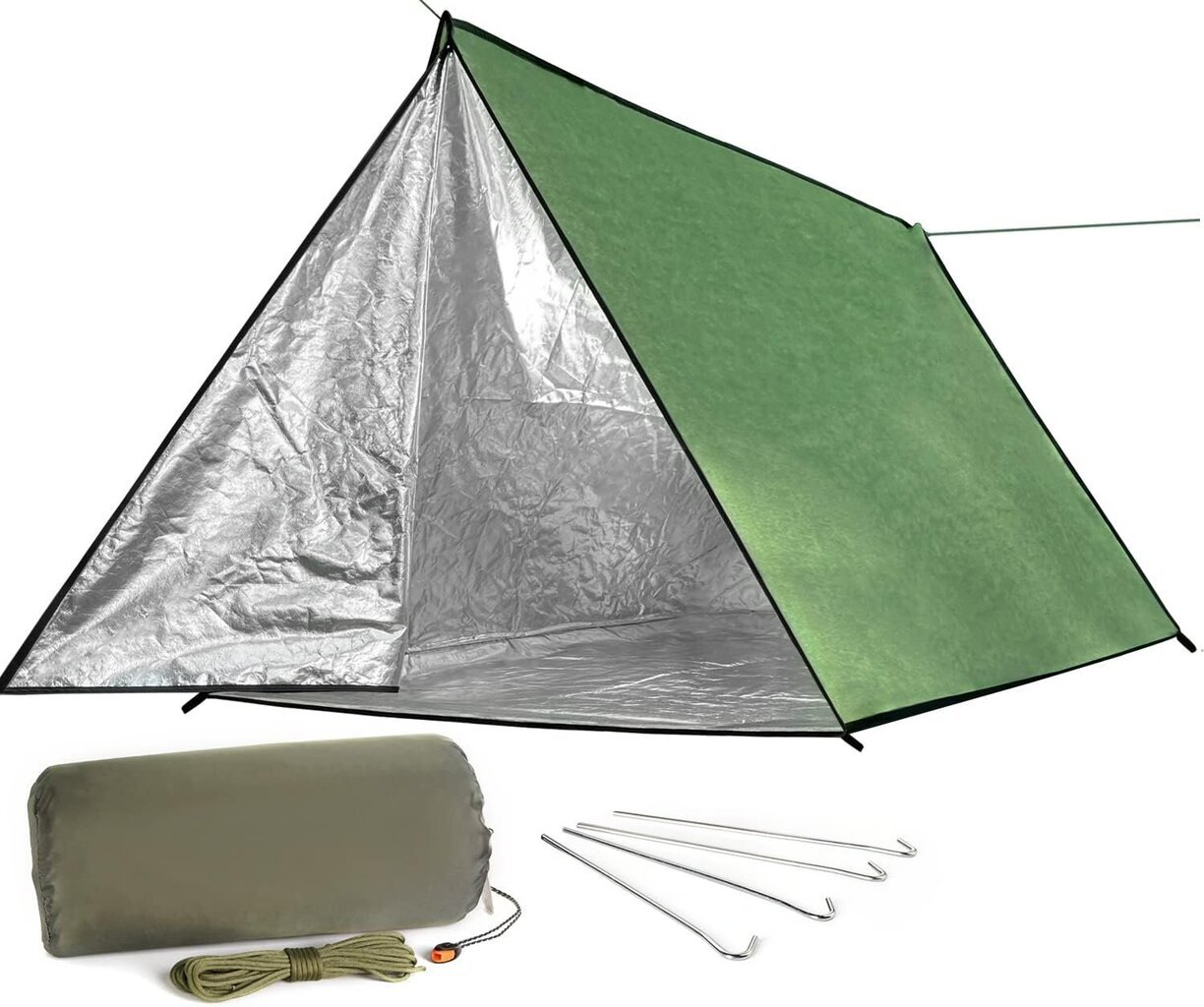 Atstarojoša, ūdensizturīga, ugunsdroša telts LYN, zaļa цена и информация | Teltis | 220.lv