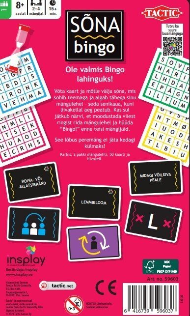 Taktikas ceļojumu spēle Word Bingo cena un informācija | Galda spēles | 220.lv