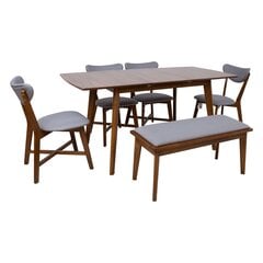 Обеденный комплект JESPER с 4 стульями и скамьей цена и информация | Комплекты мебели для столовой | 220.lv