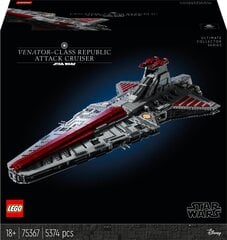 75367 LEGO® Star Wars Venator klases Republikas uzbrukuma kreiseris cena un informācija | Konstruktori | 220.lv