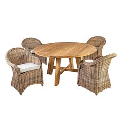 Dārza mēbeļu komplekts, galds un 4 krēsli D150xH78 cm цена и информация | Комплекты уличной мебели | 220.lv