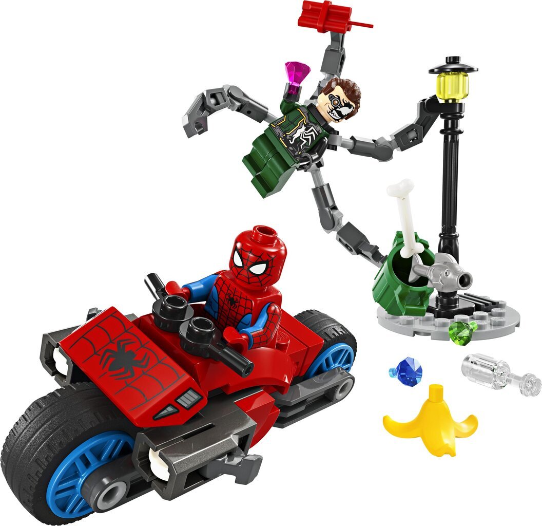76275 LEGO® Marvel Pakaļdzīšanās ar motocikliem: Zirnekļcilvēks pret Doktoru Astoņkāji cena un informācija | Konstruktori | 220.lv