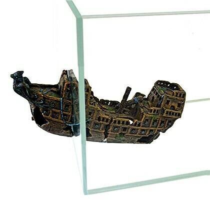 Akvārija rotājums R155 stikla kuģis 24 cm Happet cena un informācija | Akvārija augi, dekori | 220.lv