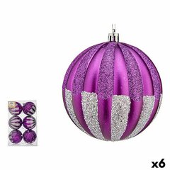 Ziemassvētku bumbiņu komplekts 10 cm Violets Sudrabains PVC (6 gb.) цена и информация | Елочные игрушки | 220.lv