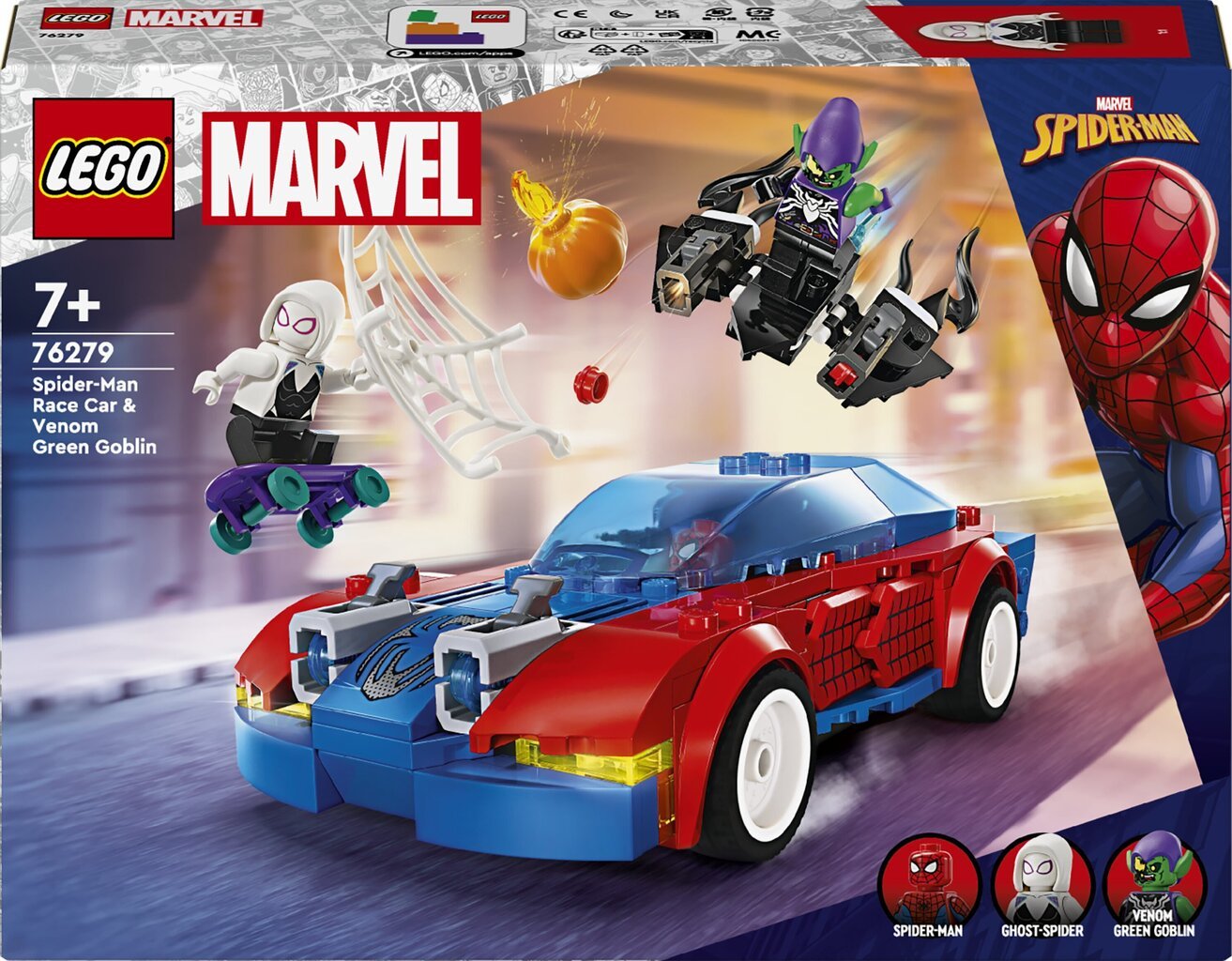 76279 LEGO® Marvel: Гоночная машина Человека-паука и Зеленый гоблин Веном  цена | 220.lv