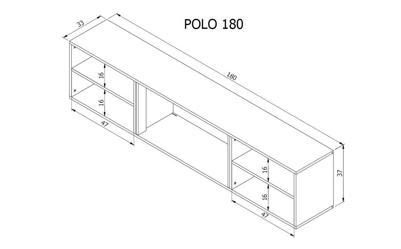 TV galds Cama Meble RTV Polo, melns cena un informācija | TV galdiņi | 220.lv