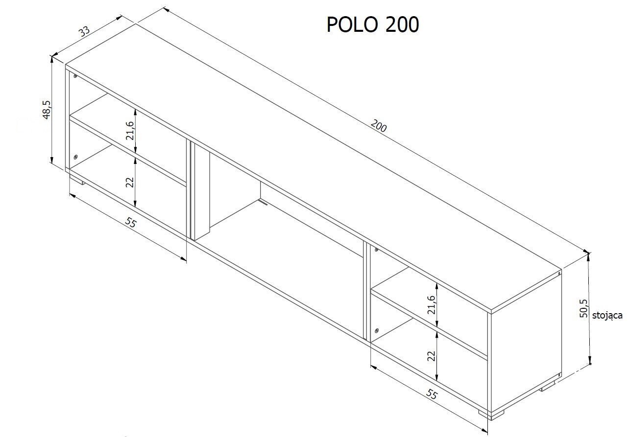 TV galds Cama Meble RTV Polo, melns cena un informācija | TV galdiņi | 220.lv