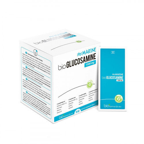Uztura bagātinātājs BioGlucosamine Marine 1500mg pulveris/paciņās, N60 1+1 cena un informācija | Vitamīni, preparāti, uztura bagātinātāji labsajūtai | 220.lv