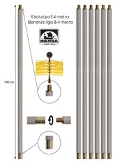 Elastīgi skursteņu tīrīšanas stieņi, 8,4 metru komplekts, 1,4m x 6 gab. cena un informācija | Kamīnu un krāšņu aksesuāri | 220.lv