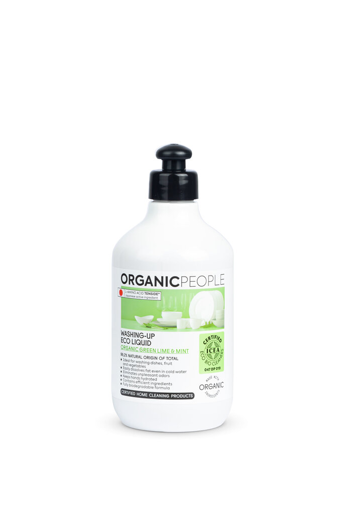 Organic People līdzeklis trauku mazgāšanai Organic Green lime&Mint, 500 ml cena un informācija | Trauku mazgāšanas līdzekļi | 220.lv
