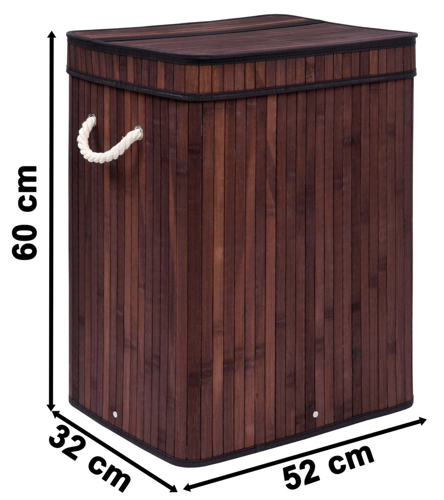Bambusa veļas kaste ar vāku 100L cena un informācija | Veļas grozi un mantu uzglabāšanas kastes | 220.lv