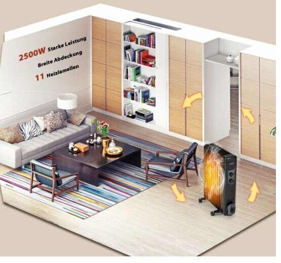 Eļļas radiators, elektriskais sildītājs ar 3 siltuma režīmiem, Costway cena un informācija | Sildītāji | 220.lv