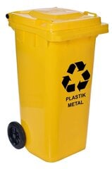 Контейнер для мусора 120 л желтый цена и информация | Мусорные баки | 220.lv