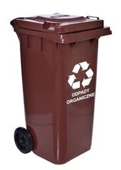 Контейнер для мусора 120 л коричневый цена и информация | Мусорные баки | 220.lv