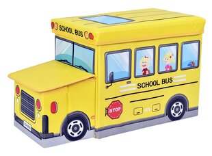 Rotaļlietu kaste Autobuss, dzeltena cena un informācija | Veļas grozi un mantu uzglabāšanas kastes | 220.lv